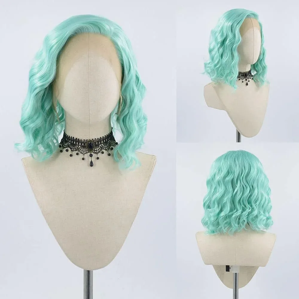 Pure White Short Bob Wig Loose Deep Wave Lace Front Wig 12Inch 13X4 HD Synthetic Free Part Glueless Heat Resistant Daily Cosplay