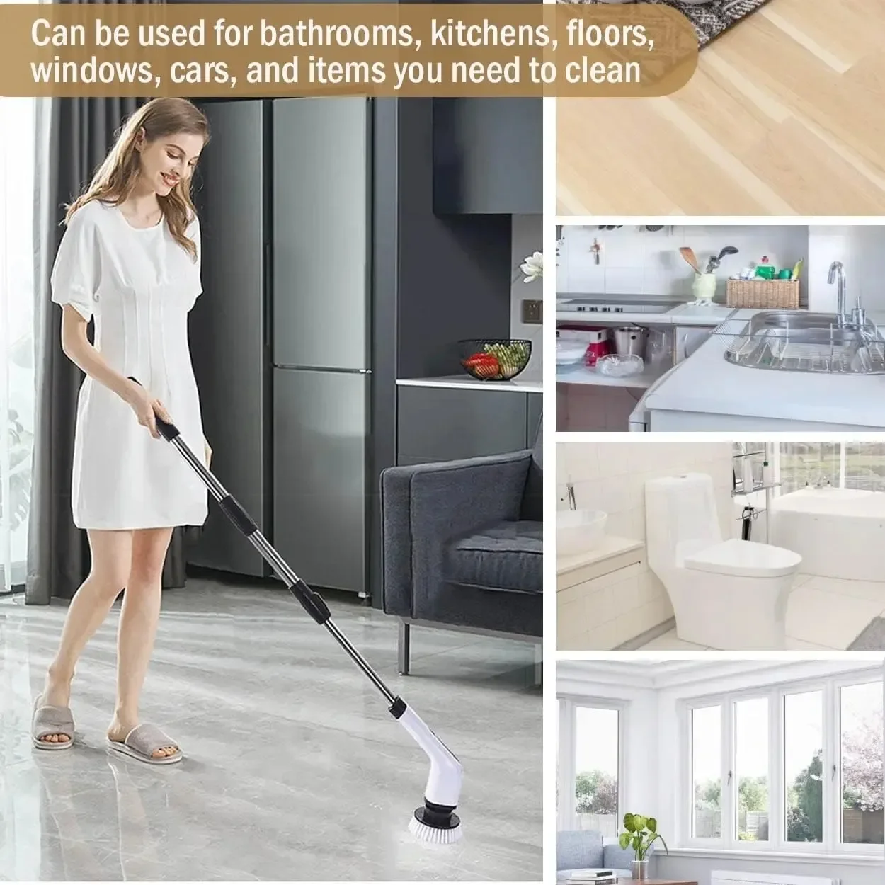 Powerful Cordless Electric Spin Scrubber Multipurpose Cleaning Brush for Shower Sink Tile Grout Kitchen Bathroom