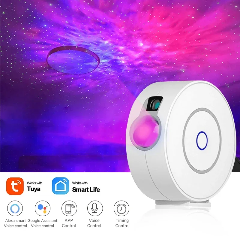 Tuya Smart Star Projector Waving LED Colorful Home Atmosphere Light Wireless Control Alexa WiFi Laser Starry Sky Projector