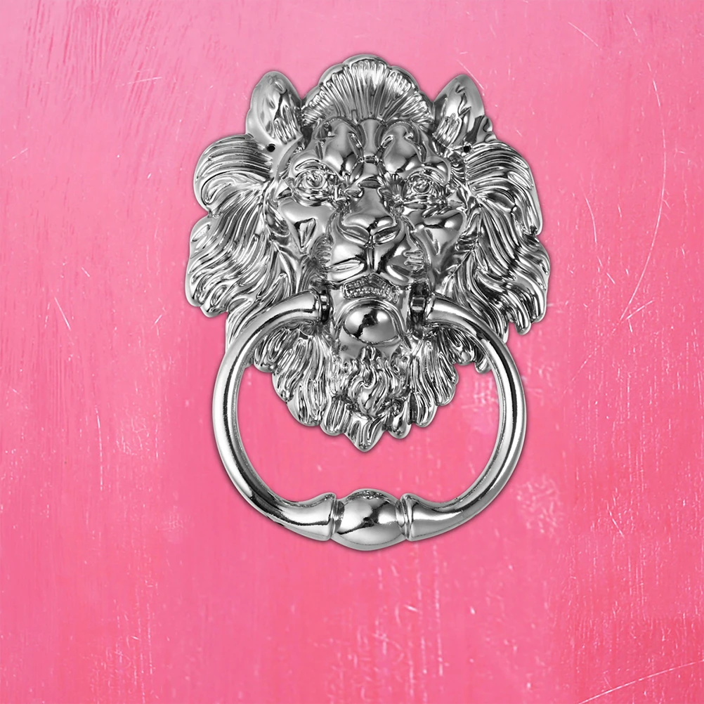 

2Pcs Silver Zinc Alloy Lion Head Knob Heavy Duty Door Pull Ring for Dresser Cupboard Drawer Front Door Decoration