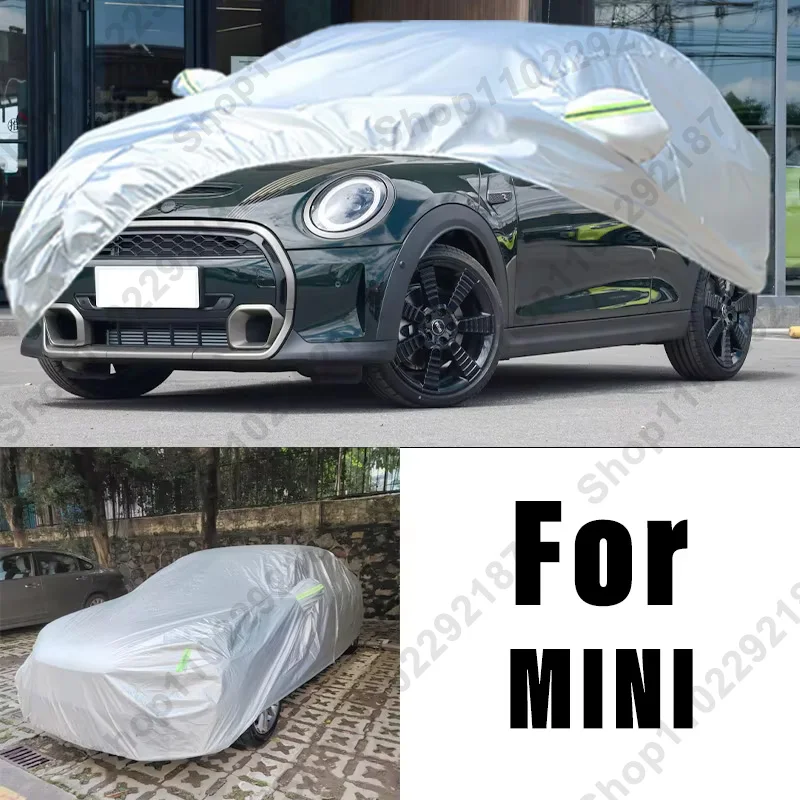 

Для MINI уличная защита, полный автомобильный чехол, снежный чехол, солнцезащитный козырек, водонепроницаемый, пылезащитный, внешние автомобильные аксессуары