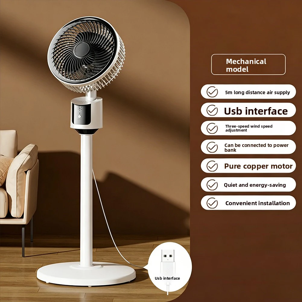 Standventilator mit Standfuß, USB-wiederaufladbarer oszillierender Standventilator, Luftzirkulationsventilator, 3 Geschwindigkeiten einstellbarer Luftkühler, für den Sommergebrauch – Detail 3
