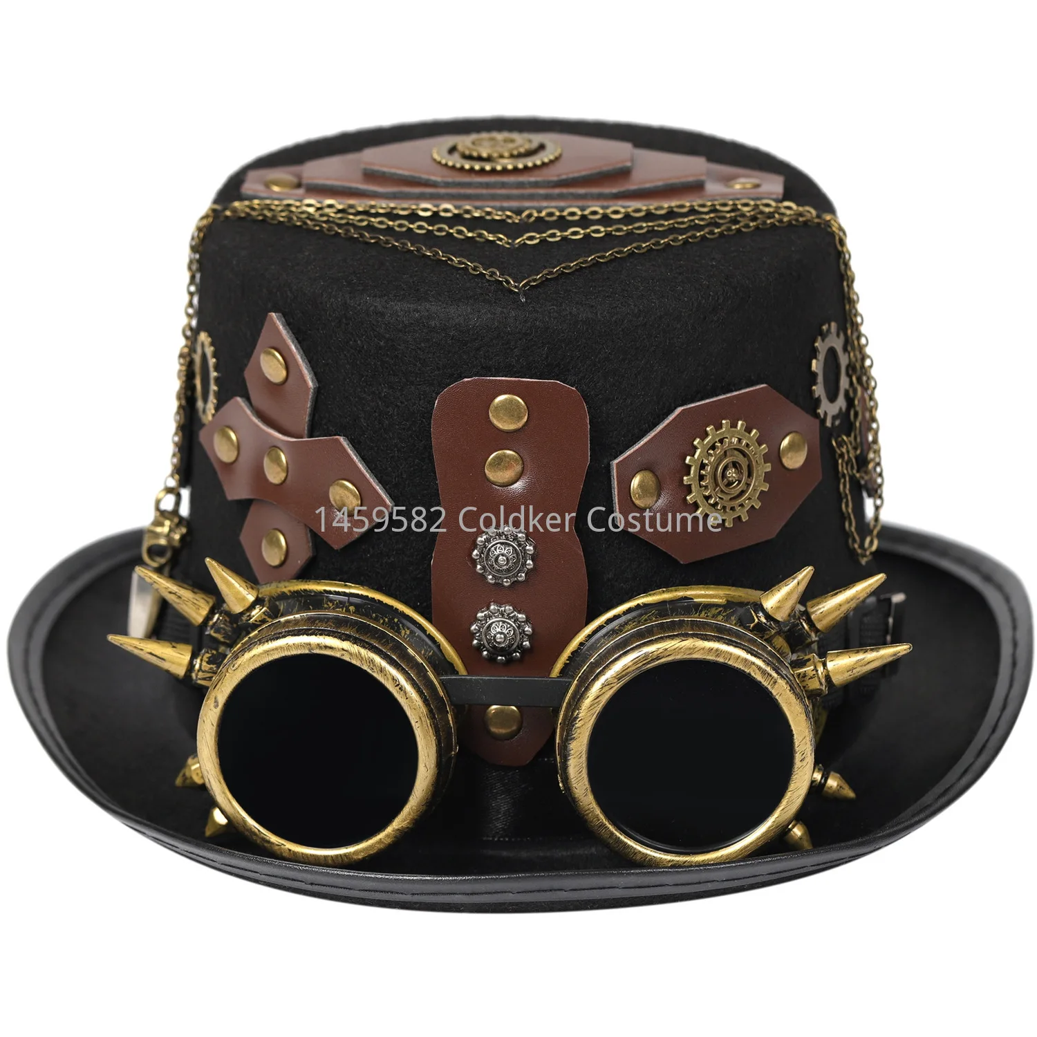 Medieval Gothic Fedoras Goggles Top Jazz Hat Gothic Steampunk Top Non-slip Hat Carnival Nightclub