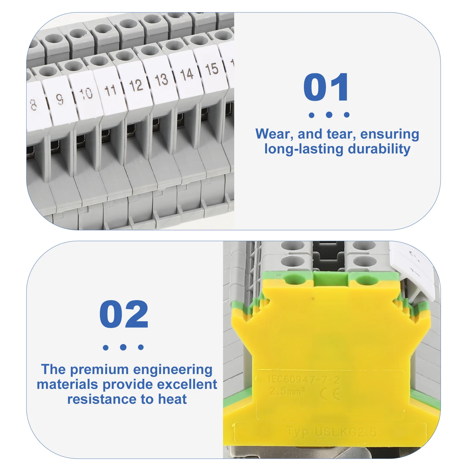 

DIN Rail Connector Terminal Blocks Grounding Bus Assembly Kit End Covers Brackets din rail terminal block Home Supplies
