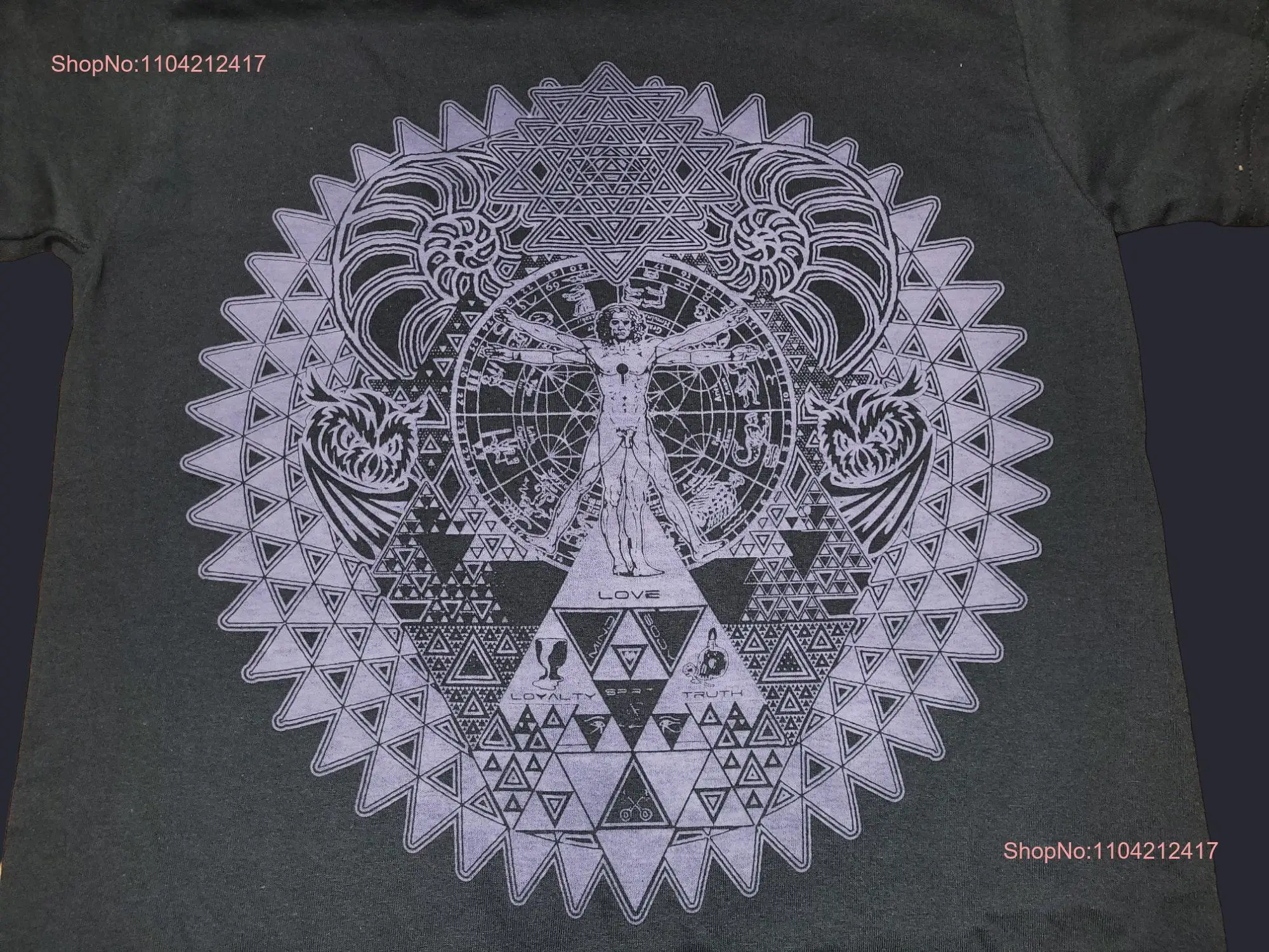 T Shirt Fractal of Self on Black SIZE M long or short sleeves