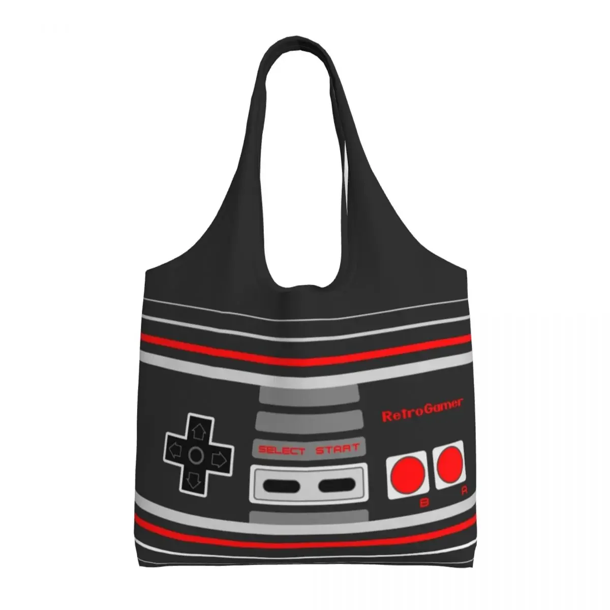 Custom Kawaii Retro Gamer Controller Shopping Tote Bag Recycling Video Game Gaming Gamepad Groceries Canvas Shoulder Shopper Bag