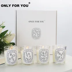 4Pcs Gift Box Set Handmade Clear Scented Candle Companion Return Christmas Gift Fragrance Romantic Candle Lamp Table Incense