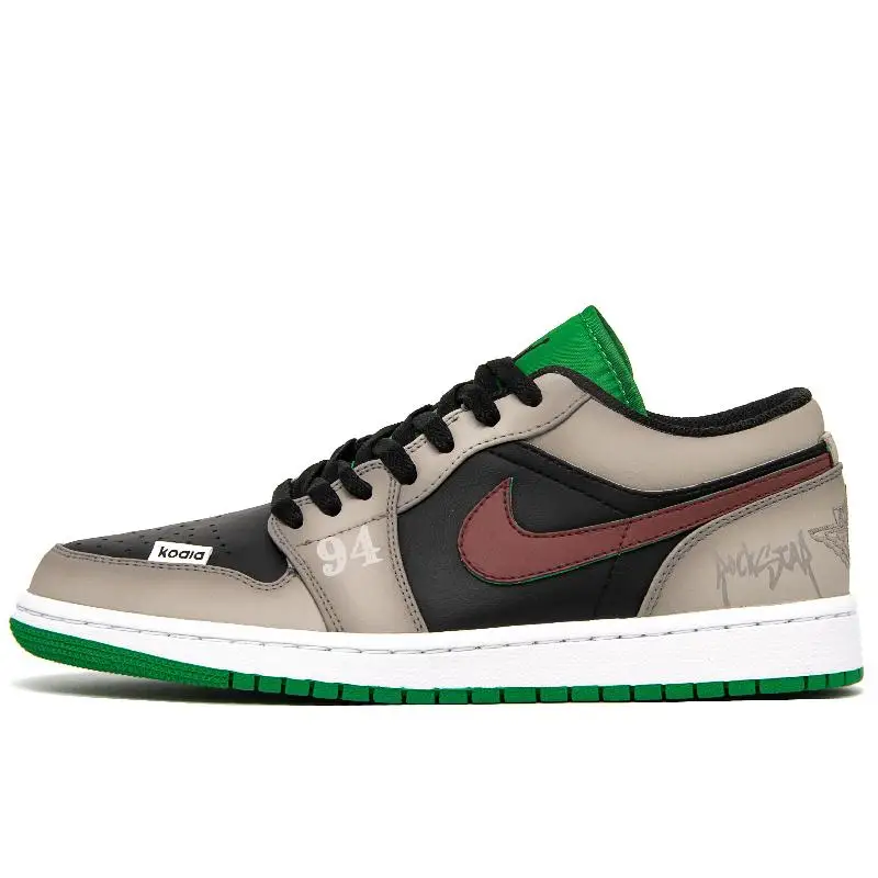 【Customize】Air Jordan 1 Vintage Basketball Shoes Men Low-top Black/Brown Sneakers shoes 553558-065