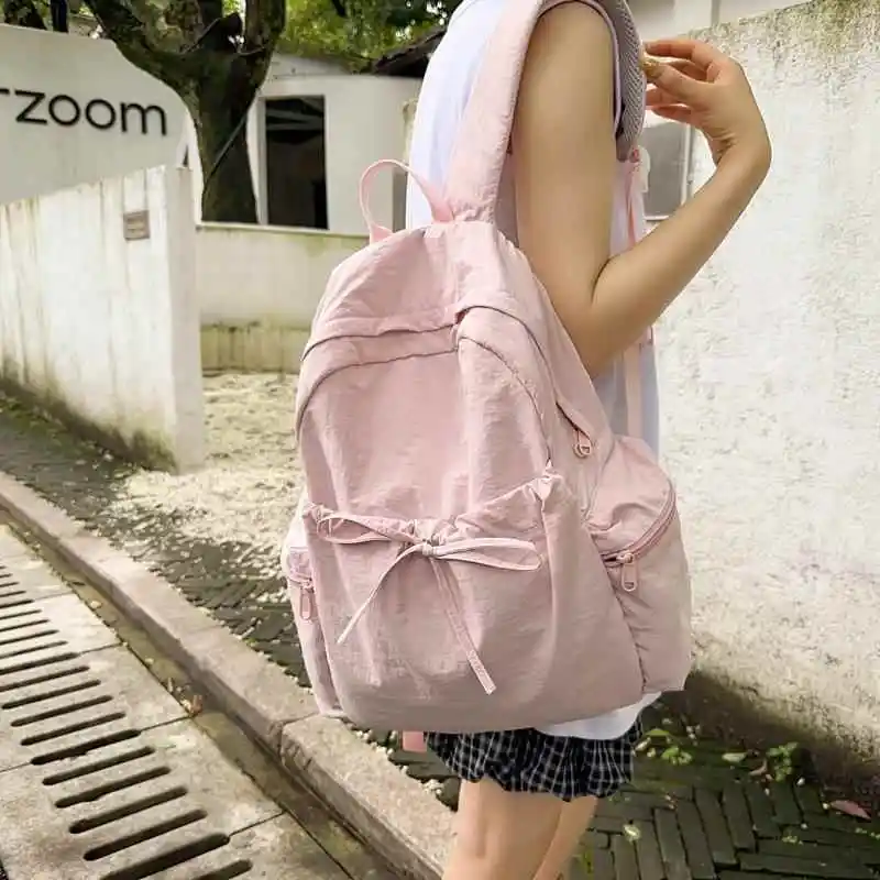 xiulong-back-to-school-season-middle-school-student-backpack-girls-summer-double-shoulder-bag-college-style-pure-color