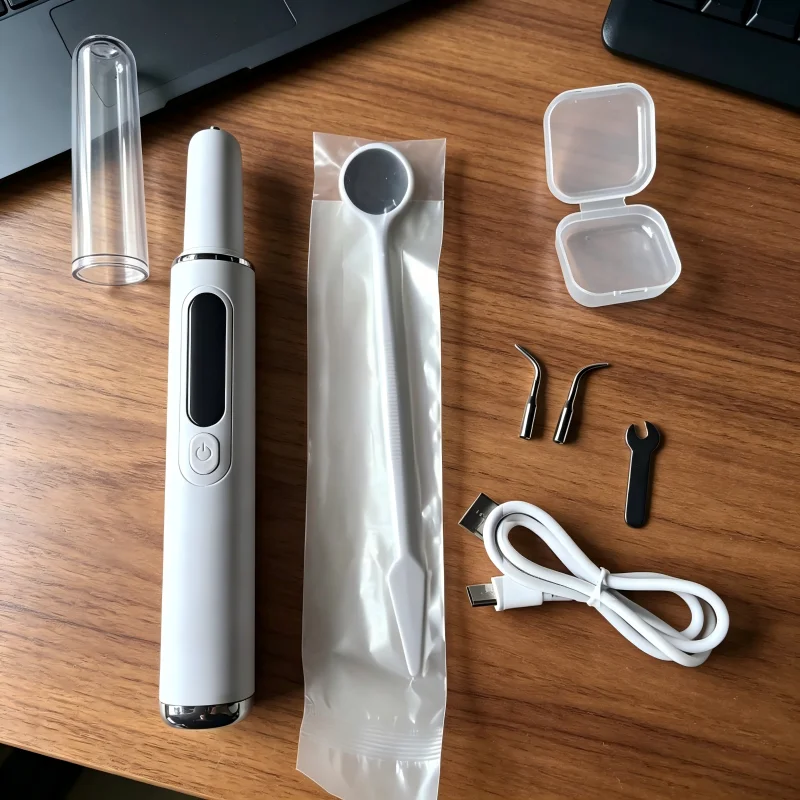 1 High-Quality Dental Plaque Remover with Five Adjustable Modes and Led Light - Multifunctional Replacement Brush Heads, Rechargeable Dental Cleaning Kit, Type-C Charging Interface, Suitable for Holiday Gifts