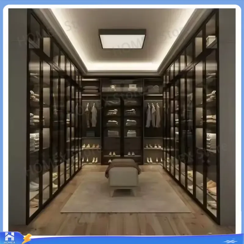 Modern Walk In Closet System Custom Wooden Wardrobe Design Dressing Room Furniture Storage Cabinet Organizer Home Decor