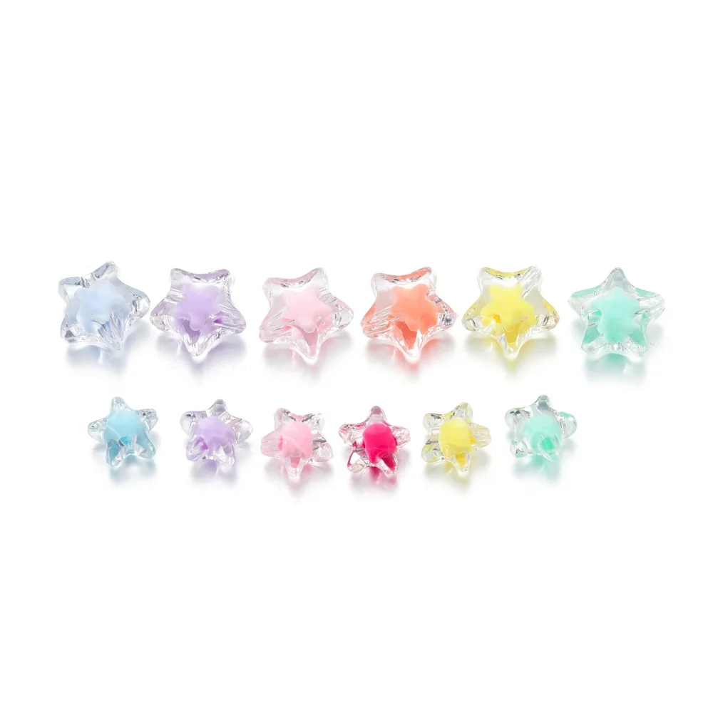 20 teile/los fünfzackige Stern transparente Farbe klar Acryl Spacer lose Perlen für Schmuck machen DIY Armband Zubehör – Detail 6