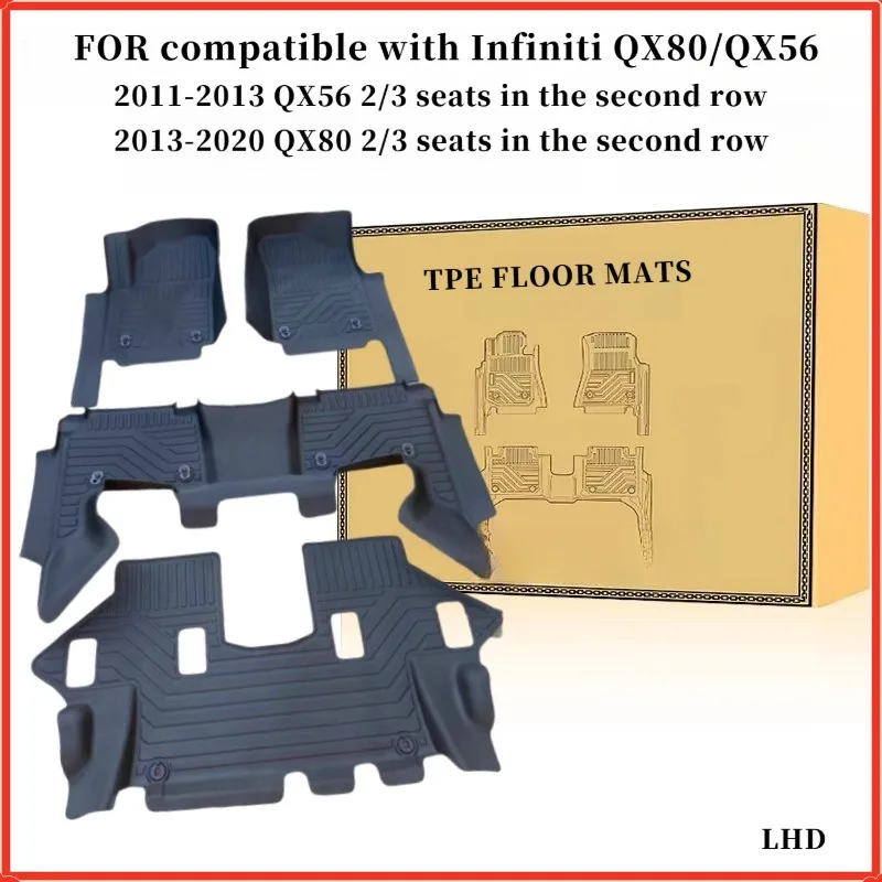 TPE Floor Mats For Compatible with Infiniti 2011-2020 QX56/QX80 LHD Full Coverage Waterproof Surround threshold accessories