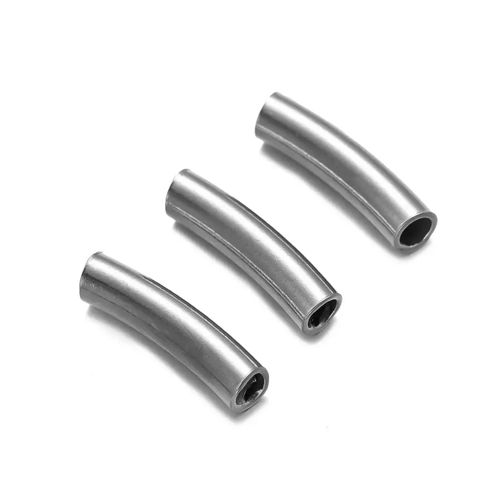 10pcs/Lot Stainless Steel Curved Tube Spacer Beads Connectors For DIY Handmade Bracelets Necklaces Jewelry Making Accessories