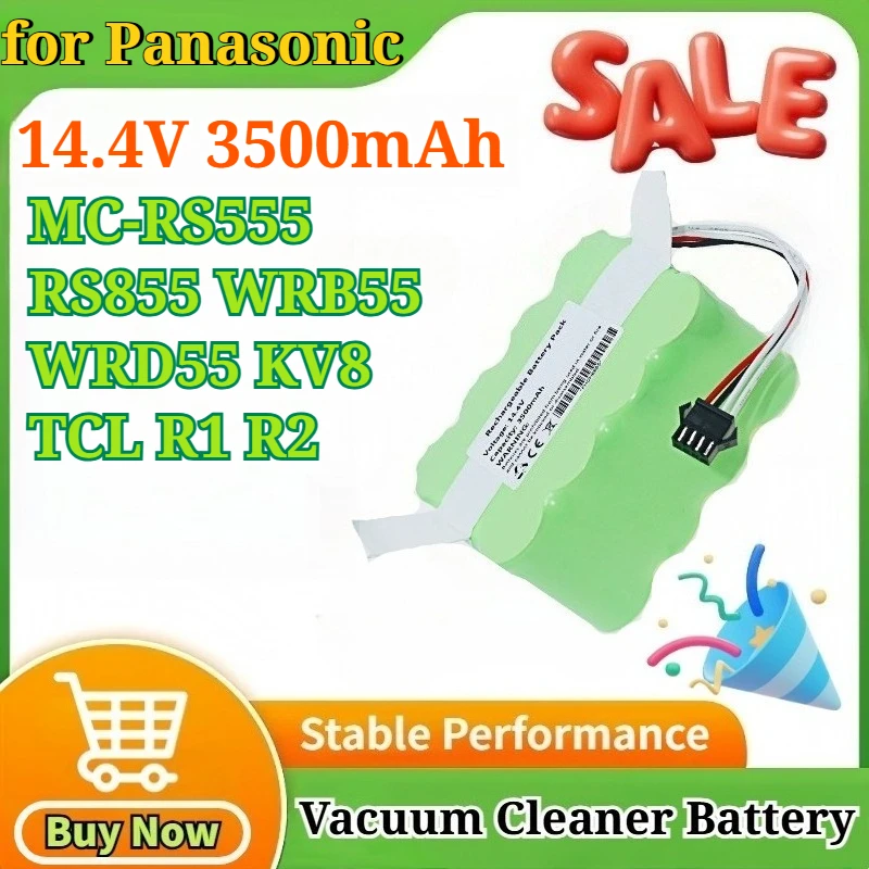 

New 14.4V 3500mAh Rechargeable Ni-MH Battery for Panasonic MC-RS555 RS855 WRB55 WRD55 KV8 TCL R1 R2 Vacuum Cleaner Accessories
