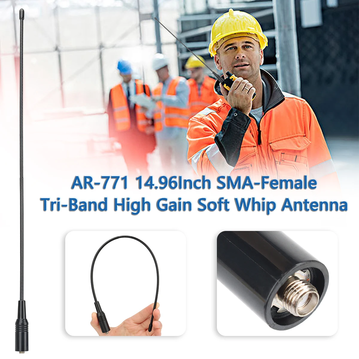 Sma Women Men Walkie talkieアンテナ、vhf、uhfバンド、トライバンド、bofeng用gmrs、UV-5R、UV-82、BF-888S、UV-9R、ハンドヘルドハムラジオ