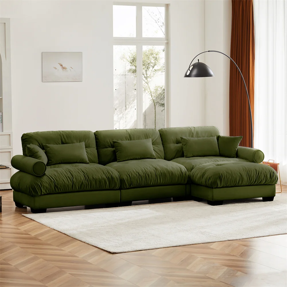 #￥Wholesale Oversized Modular Velvet Sectional Sofa Corner Deep Seat Cloud Couch Convertible L Shaped Couch for Living Room