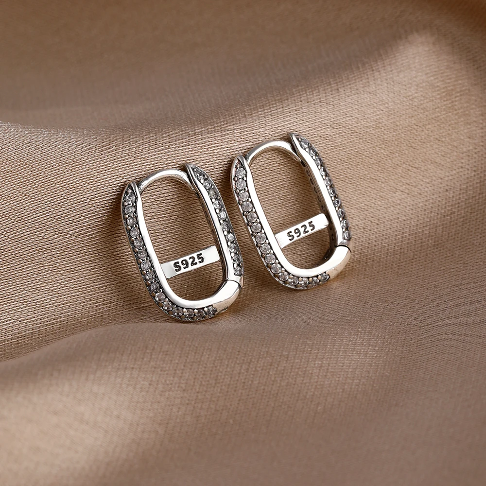 أقراط على شكل حرف U من الفضة عيار 925 بتصميم فاخر على شكل حرف U مجوهرات للنساء لليالي التاريخ وأشياء الزفاف والعطلات من 1 دولار #3