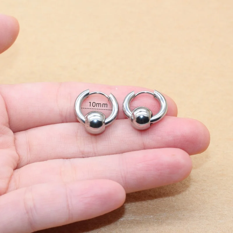 2pc Lot Stainless Steel Round Men Women Hoop Earrings Thick 2.5MM 8 10 12 20mm For Choose Brief Style Fashion Jewelry