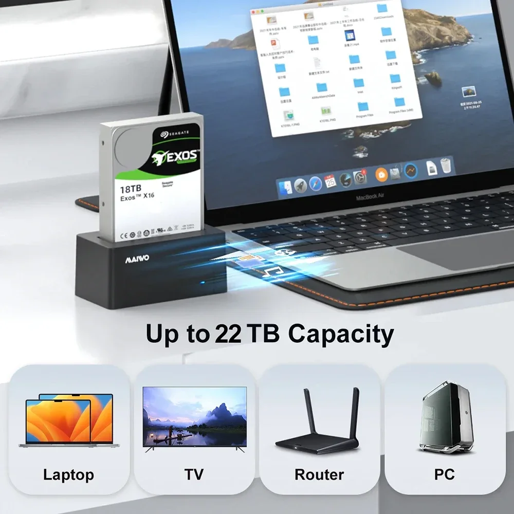 Imagem -04 - Maiwo 2.5 3.5 Polegadas Sas Estação de Encaixe de Disco Rígido 5gbps com Uasp 22tb Capacidade Sata para Usb 3.0 Adaptador Gabinete Leitor para pc