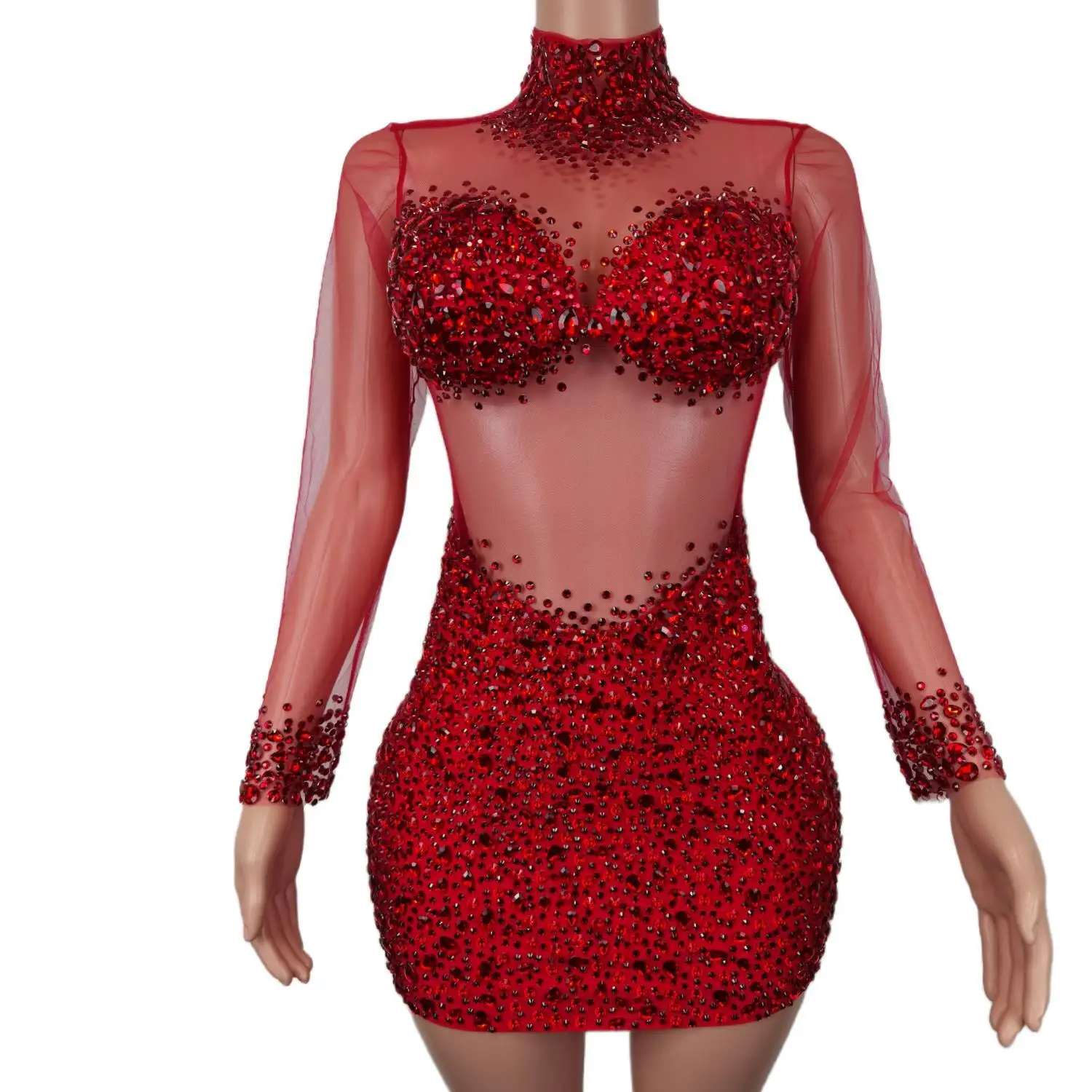 Strass Kleid Frauen Sexy Durchsichtig Kristall Party Abend Geburtstag Party Kleid Diamant Outfit Sänger Show Bühne Tragen