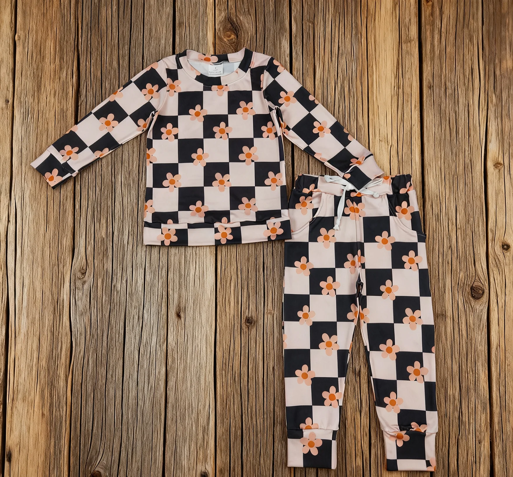 

Z1027-07 GLP2803 Kids Girls Outfit Long Sleeve Top With Pants Set Children Clothes