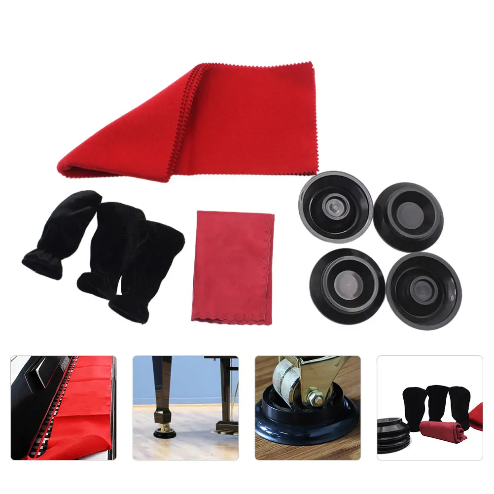 

1 set Piano Cleaning Set Premium Cloth Cover Upright Foot Pad Non Scratch Eco Friendly Accessory Kit For Keyboard Instruments