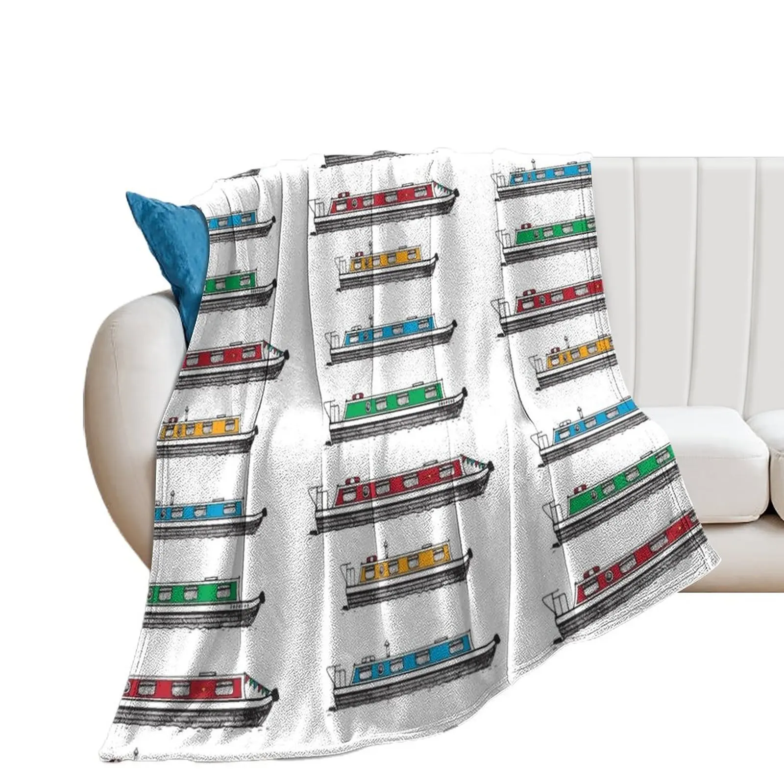 Narrow Boat,Narrow Boats, Canals, Barge, Illustrated Tribute Throw Blanket Hair manga Kid'S Blankets