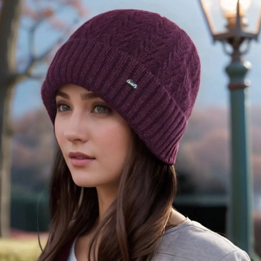 Zimowy zestaw dla kobiet: wiatroodporna czapka dla mamy w średnim wieku, ocieplana czapka beanie z kominem, szalik, ciepła czapka i szalik na zimę.