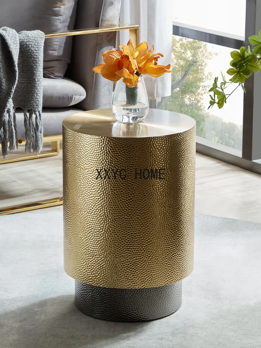 Light Luxury Sofa Creative Stainless Steel Concave-Convex Pattern Corner Table Modern Simple Home Living Room