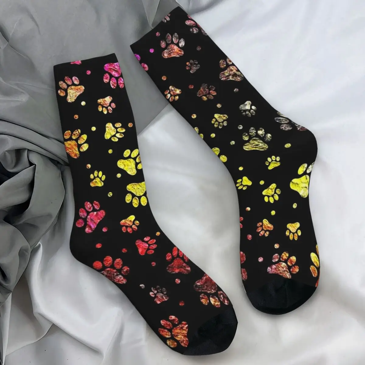 

Dog Paw Abstract Painting Socks Funny Stockings Autumn Anti-Slip Women Men Socks Breathable Custom Skateboard Socks