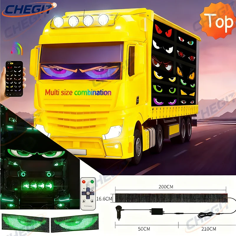 

Big Truck Eyes Flexible Matrix Pixel Panel Display Screen Car Graffiti Shop Reminder Light with Scrolling Text Animation