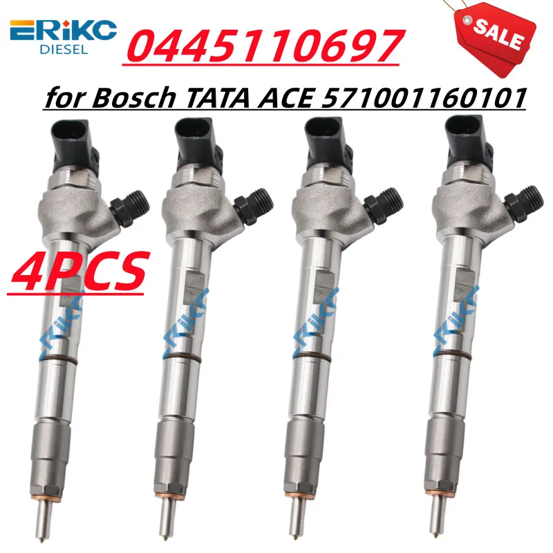 4PCS 0445110697 0 445 110 697 NEW Diesel Common Rail Fuel Injector FOR Bosch TATA ACE 571001160101 ORLTL