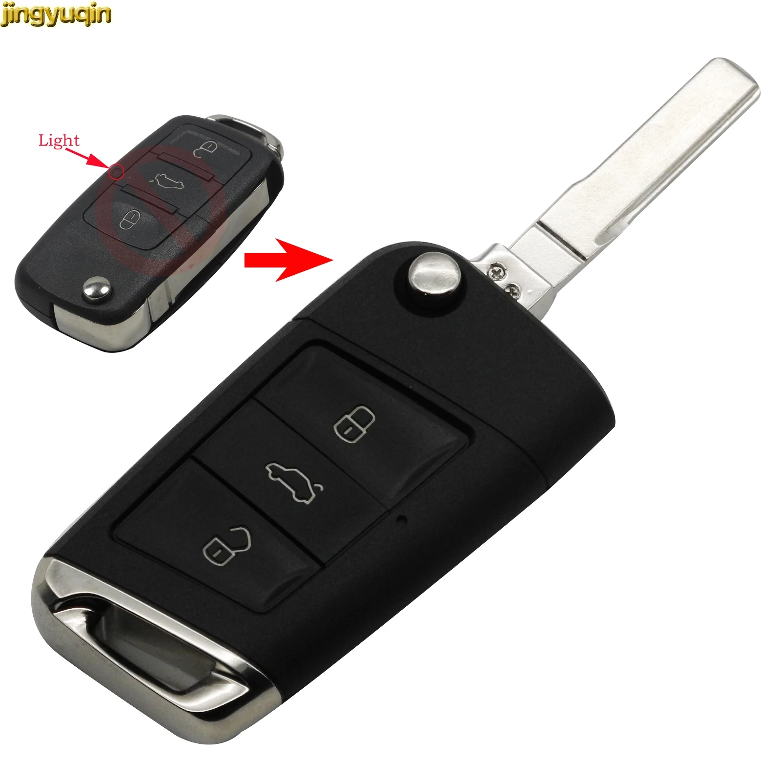 Jingyuqin 3B Upgrade Flip Remote Key Shell For Volkswagen VW Golf 4 5 6 7 Jetta Passat CC Tiguan Polo Beetle Touran Bora Skoda