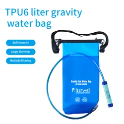 Filterwell 6L 1.5 Gal TPU filtro per l'acqua a gravità borsa per l'acqua in paglia pieghevole attrezzatura di sopravvivenza all'aperto campeggio escursionismo forniture da viaggio