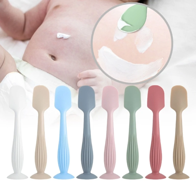 

Soft Silicone Diaper Cream Spatula Portable Handheld Scraping Spoon with Suction Base for Gentle Baby Skin Care