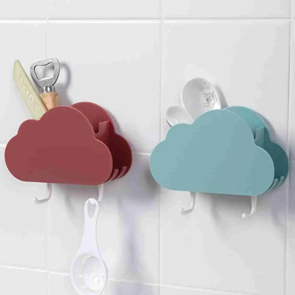 

Cute Cloud Bathroom Storage Rack Self-adhensive Bathroom Shower Shelves Toothbrush Toothpaste Cosmetics Sundries Shelf Organizer