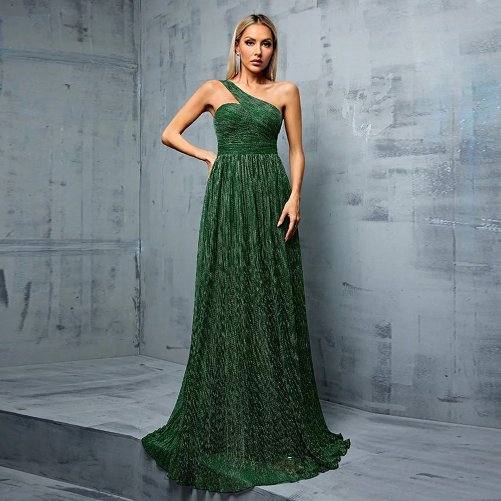 

S-XL Summer Korean Popular Green Prom Playing Dress Wedding Party Birthday Performance Welcome Elegant Women Dresses Luxury 2025