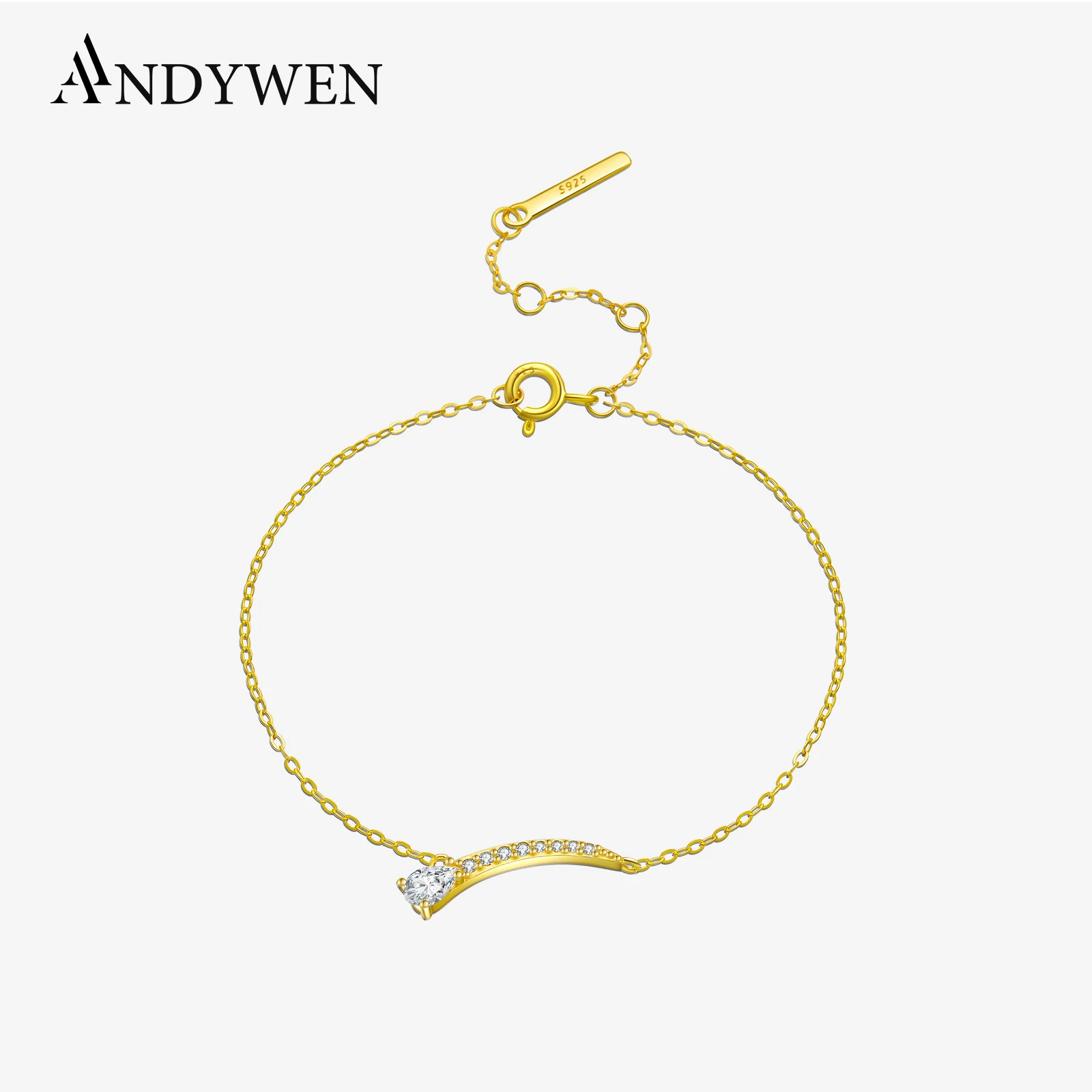 

ANDYWEN 925 Sterling Silver Charm Chain Bracelet Pear Shape Round CZ Zircon Luxury Women 2024 Trendy Dainty Fine Jewelry Gift