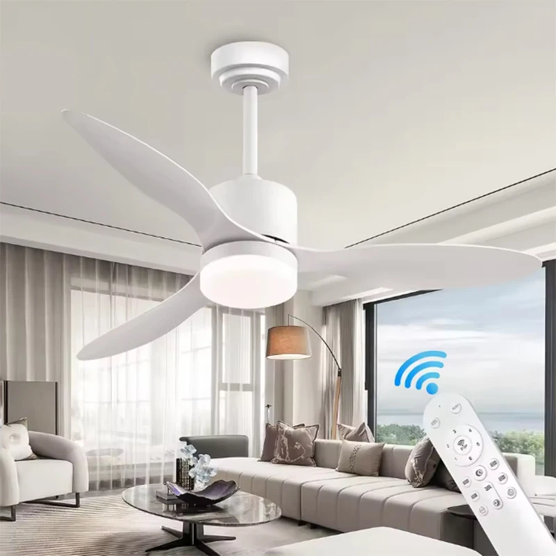 현대식 LED 천장 선풍기 램프 DC 모터 6단 속도 날개 전기 선풍기 리모컨 3날개 주방 침실 식당용