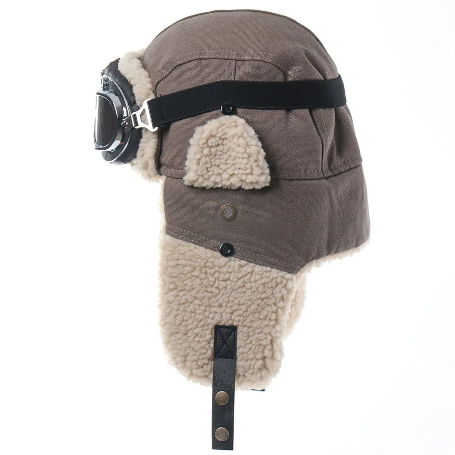 Removable Goggle Compatible Ushanka Winter Hat, Wind‑Resistant Thick Earflap Ski Hat For Cold Northeast