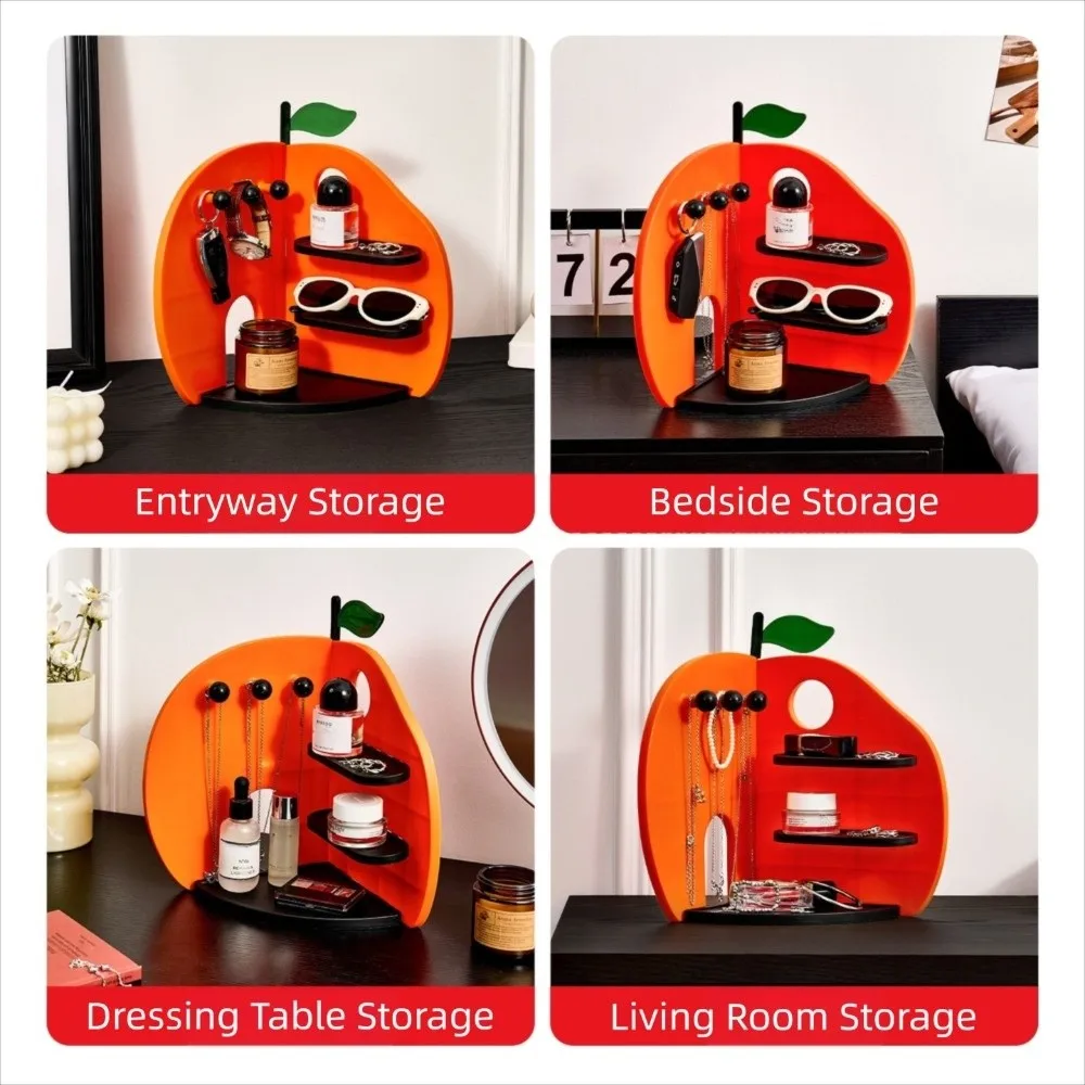 

Space Saving Orange Jewelry Storage Rack Key Holder Ornaments Jewelry Display Tray Stable Detachable Desktop Decoration for Home