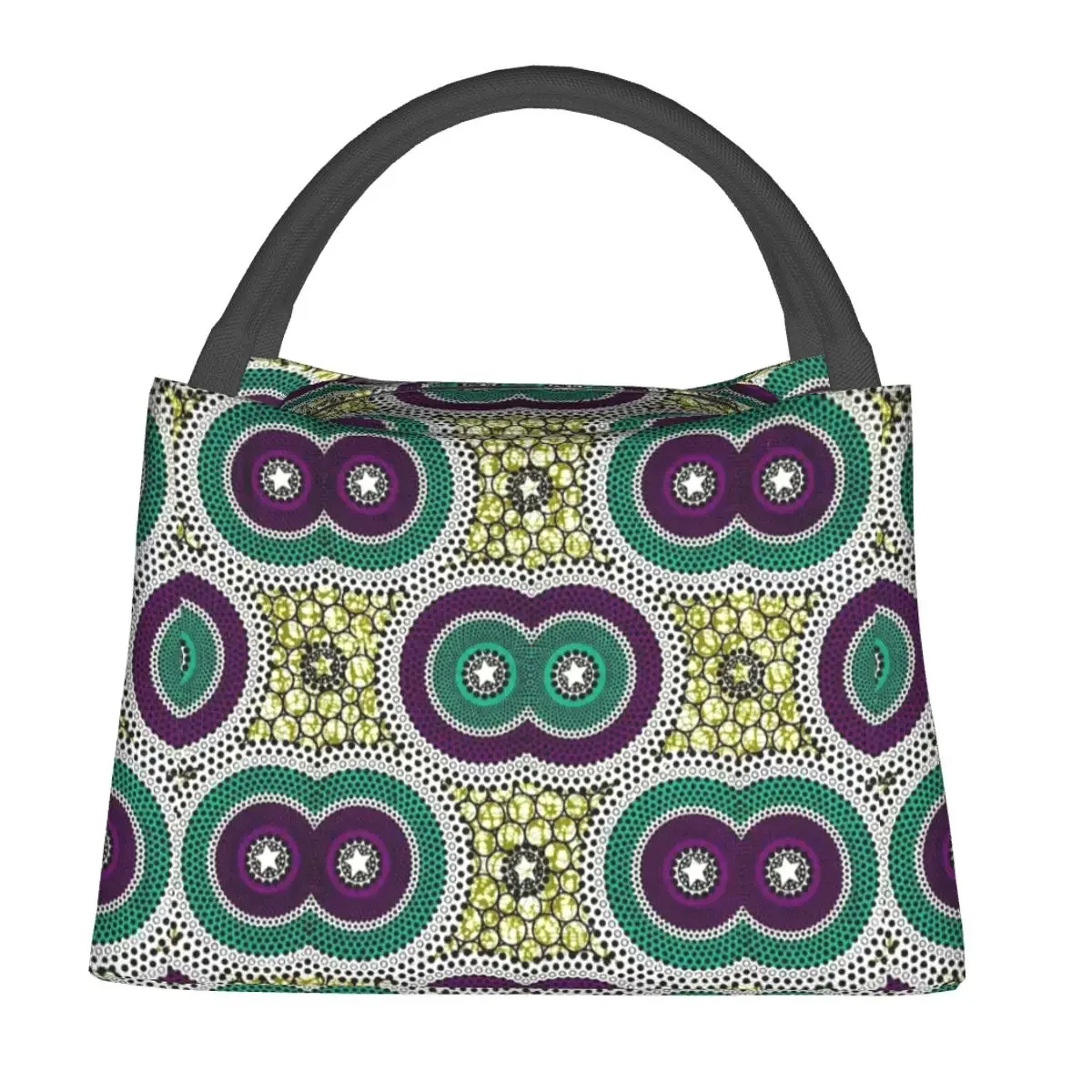 African Wax Print Art Lunch Bag For Adult Geometric Ankara Pattern Lunch Box Leisure Cooler Bag Portable Thermal Lunch Bags