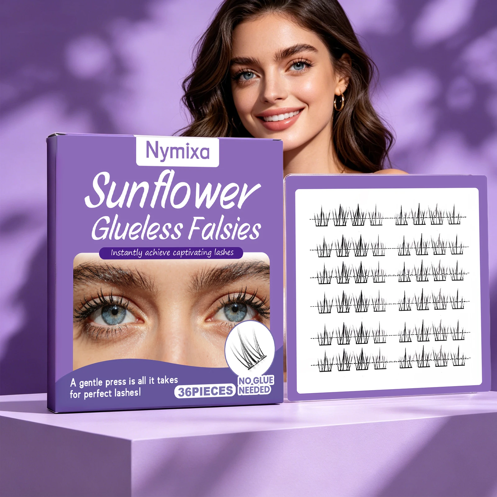 

Self Adhesive Lashes Ultra-Thin Zero Touch Feeling No Glue Eyelashes Reusable DIY Lash Clusters Glue Strands Eyelashes Makeup
