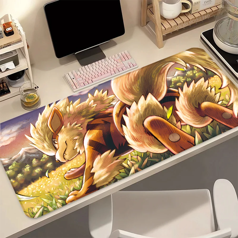 Cute Cartoon Mouse Pad Kawaii Anime P-Pokemon Arcanine Desk Mat Soft Smooth Table Pad for Office Laptop Computer for Desktop view 3