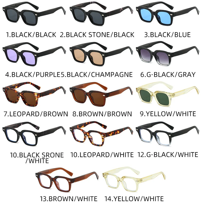 SO & EI جديد مربع النظارات الشمسية النساء موضة الأزرق الأرجواني ظلال UV400 الرجعية المسامير الرجال واضح مكافحة نظارات الضوء الأزرق الإطار