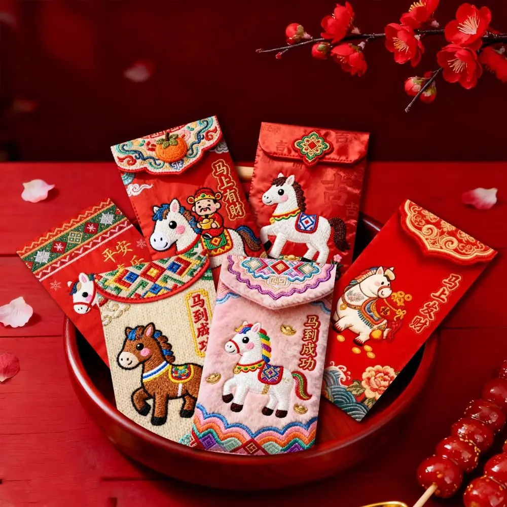 

Chinese Style 2026 Red Envelopes Cartoon Thickened Horse Year Money Envelope Traditional Year Of Horse Red Packet