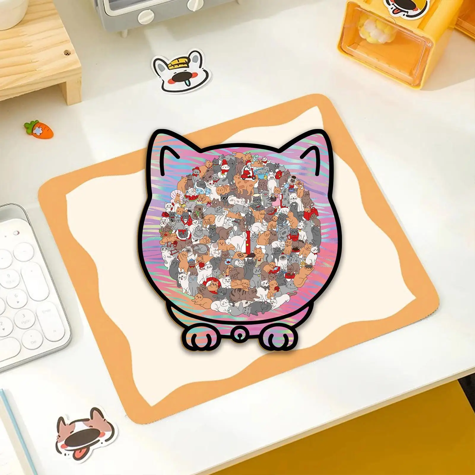 

Головоломка с изображением кота, милый забавный декор с фоторамкой, 135 шт., деревянные пазлы для взрослых с коробкой для хранения для семьи, друга, животного