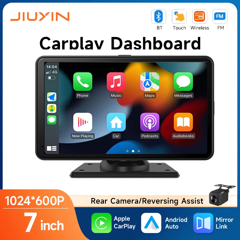 

JIUYIN 7-дюймовый портативный беспроводной Carplay Android Auto автомобильный радиоприемник мультимедийный плеер IPS сенсорный экран AUX USB Bluetooth Mirror Link