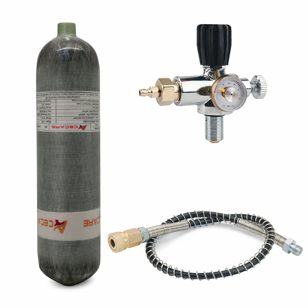 ACECARE 4500Psi 300Bar 3L Carbon Fiber Cylinder High Pressure Tank with Regulator valve HPA Diving Charging Station M18*1.5